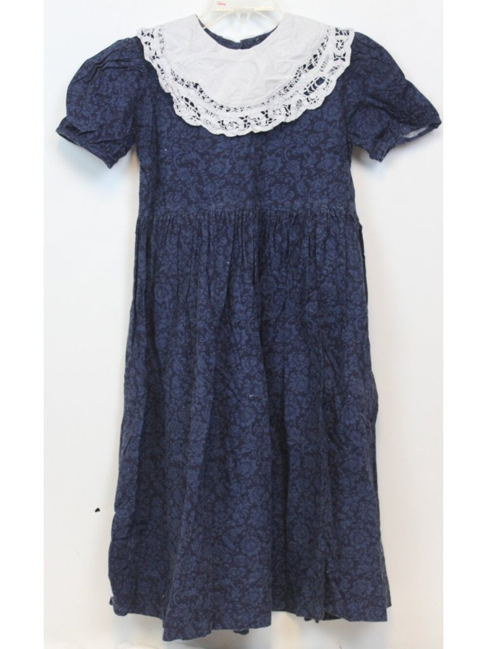 Vtg 90s Banbury Cross Blue Floral Dress Tatted Lac Southern Chic Classic Country